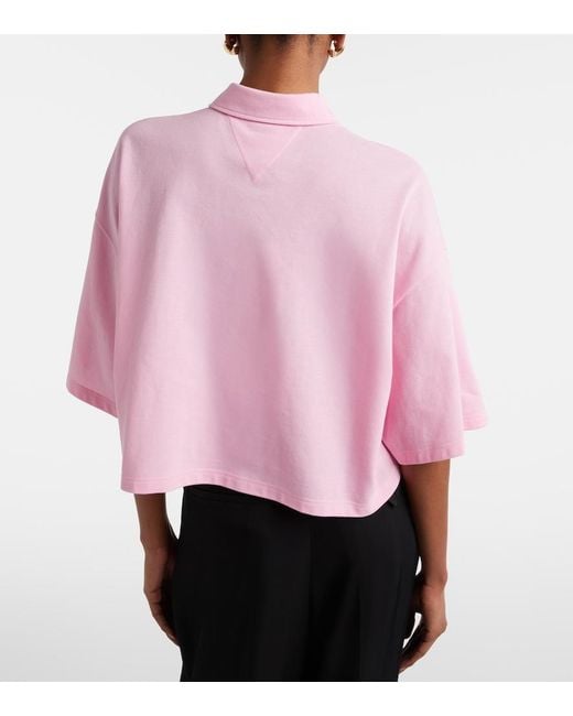 Bottega Veneta Pink Cropped Cotton Polo Shirt