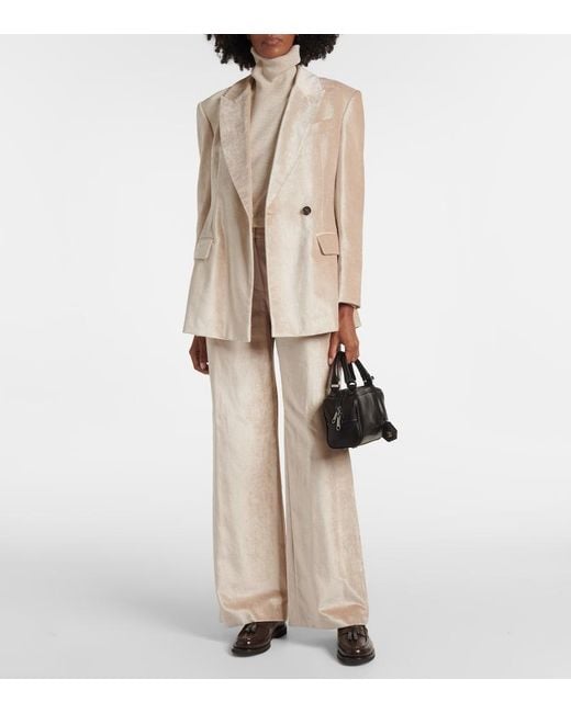 Brunello Cucinelli Natural Cotton-Blend Velvet Blazer
