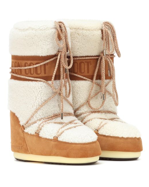 Moon Boot Classic Shearling Boots in White | Lyst