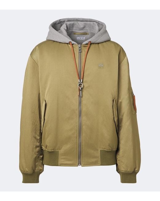 Loewe Green Fleece-Trimmed Technical Bomber Jacket for men
