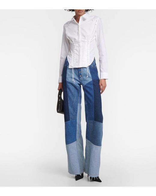 MARINE SERRE White Regenerated Household Linen Shirt - Women's - Viscose/acetate/cotton/spandex/elastane