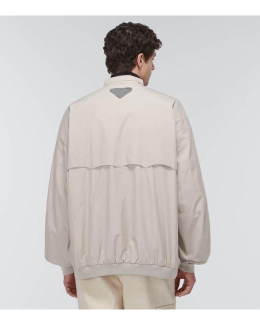 Prada Bomberjacke Aus Einem Baumwollgemisch in White für Herren
