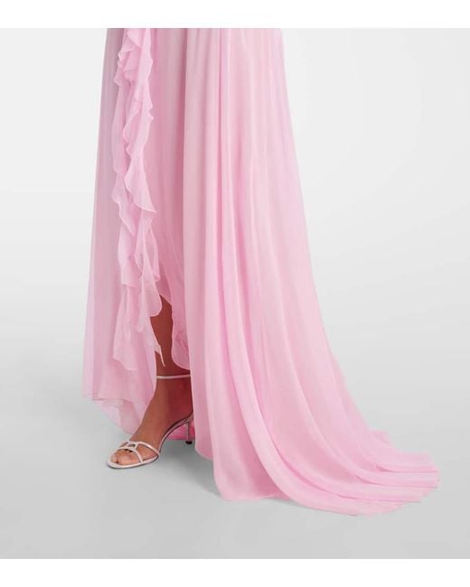 Blumarine Pink Maxikleid Aus Seiden-Georgette