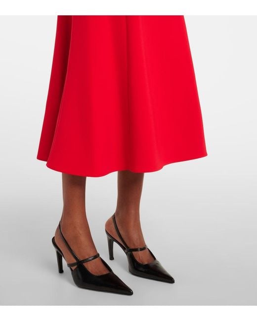 Carolina Herrera Red Belted Crepe Midi Dress