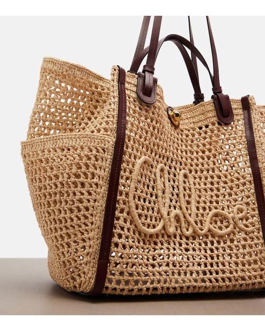Chloé Brown Iconic Small Raffia Tote Bag