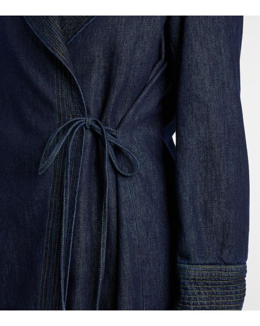 Dries Van Noten Blue Denim Wrap Coat