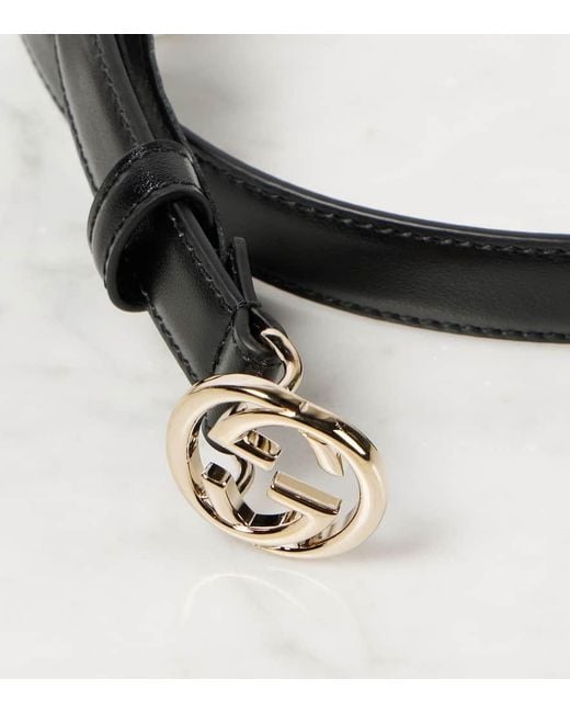 Cinturon Interlocking G De Piel Gucci de color Black