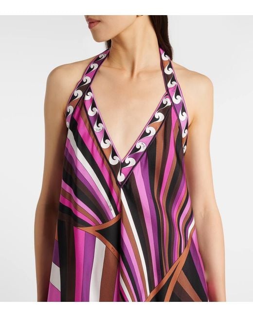 Emilio Pucci Purple Iride Silk Twill Maxi Dress