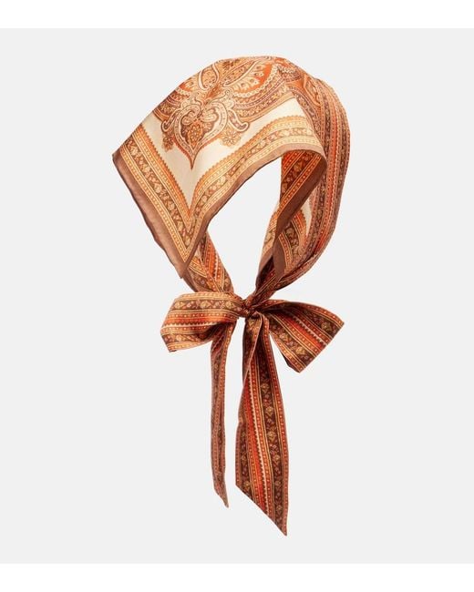 Zimmermann Orange Paisley Silk Scarf