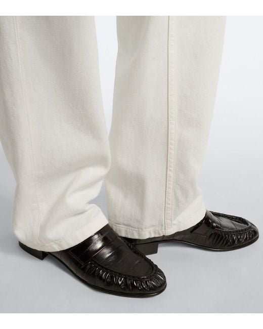 The Row Black Soft Leather Loafers