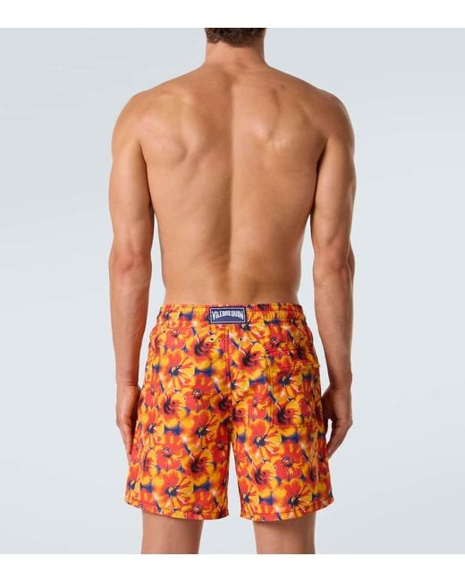 Vilebrequin Orange Floral Swim Trunks for men