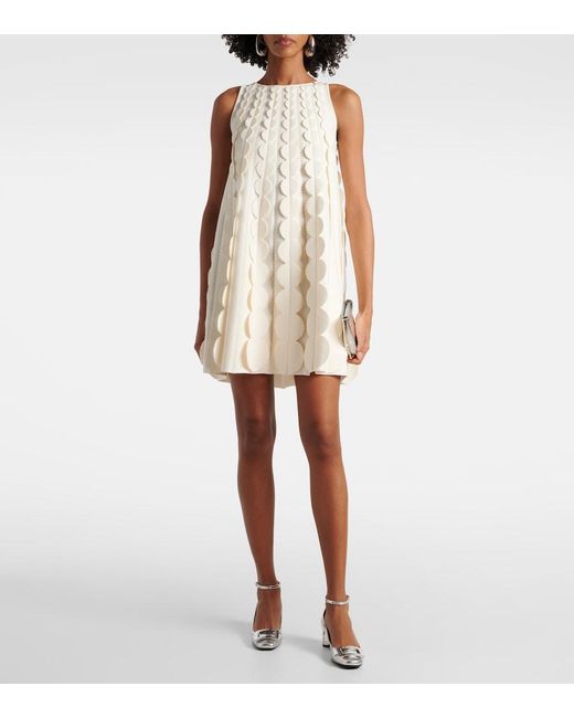 Oscar de la Renta White Abstract Brushstroke Midi Dress