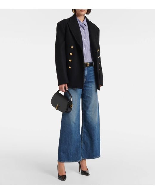 Nili Lotan Blue Megan Mid-Rise Wide-Leg Jeans