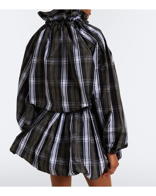 Patou Black Bow-Detail Checked Top