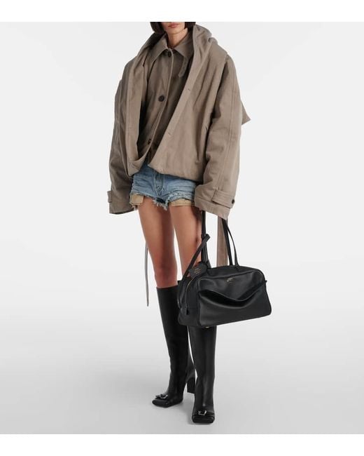 Balenciaga Black Carrie Medium Leather Bowling Bag