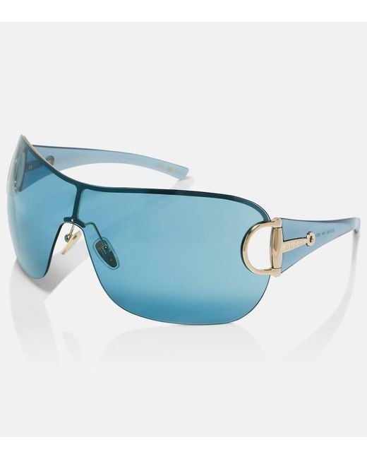 Gucci Blue Half Horsebit Shield Sunglasses