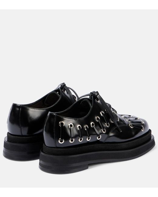 Simone Rocha Black 50 Lace-Up Flatform Derby Shoes