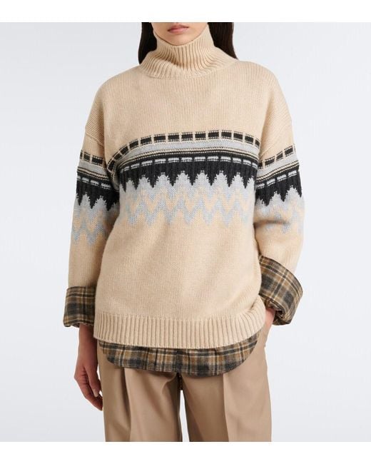 Jardin Des Orangers Natural Fair Isle Cashmere Sweater