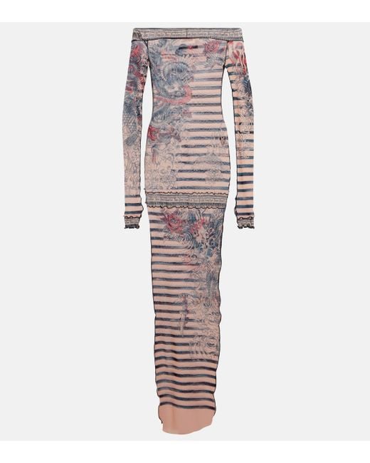 Jean Paul Gaultier Multicolor Marinière Graphic-print Woven Maxi Dress X