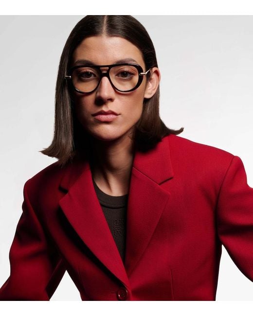 Loewe Brown Slim Aviator Glasses