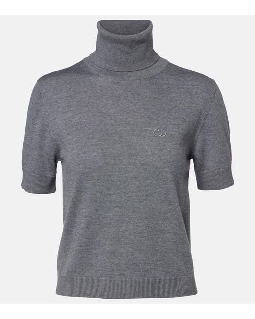 Gucci Gray Top Aus Wolle
