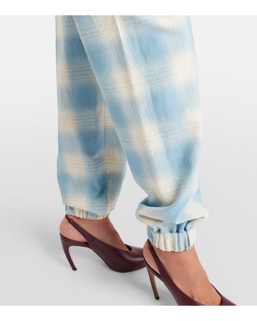 The Attico Blue Checked Cotton And Wool Tapered Pants