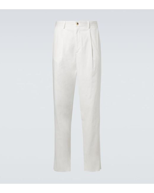 Giorgio Armani White Cotton-Blend Straight Pants for men