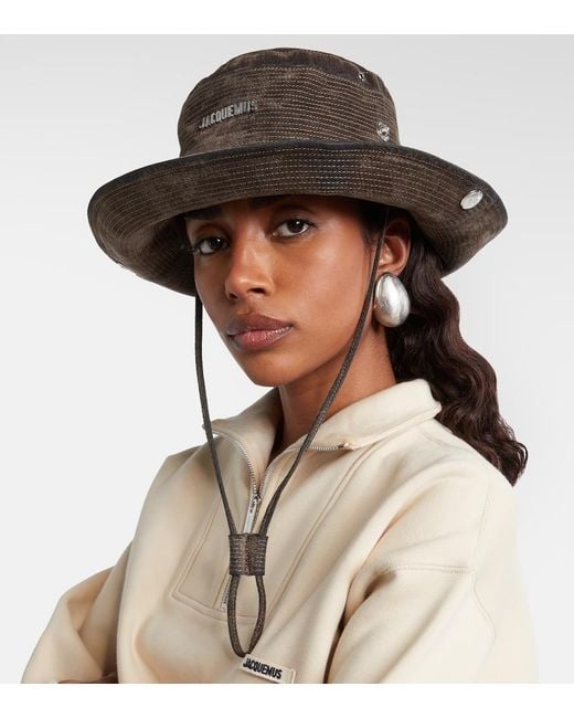Jacquemus Natural Bob De-Nimes Velvet Bucket Hat
