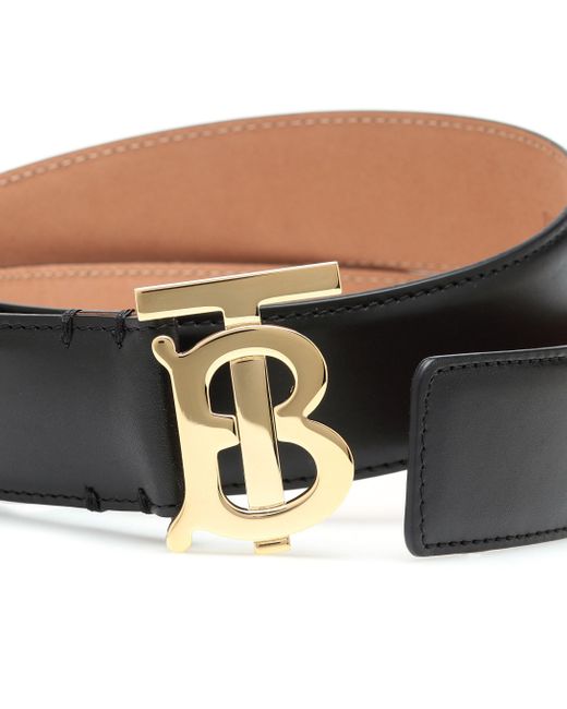 Burberry Tb Leather Belt in Black - Lyst