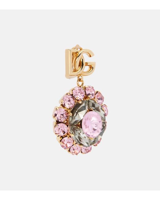 Dolce & Gabbana Pink Re-Edition Dg Embellished Clip-On Earrings