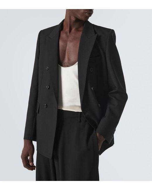 Saint Laurent Black Double-Breasted Wool Blazer for men