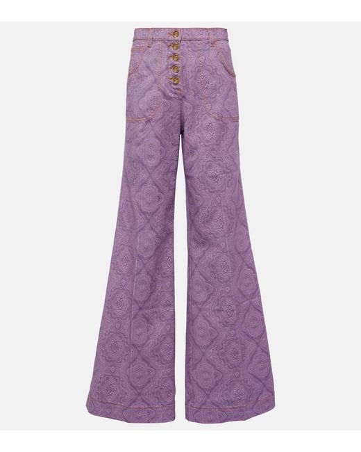 Etro Purple Bedruckte Flared Jeans