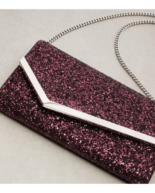 Jimmy Choo Purple Emmie Glitter Clutch