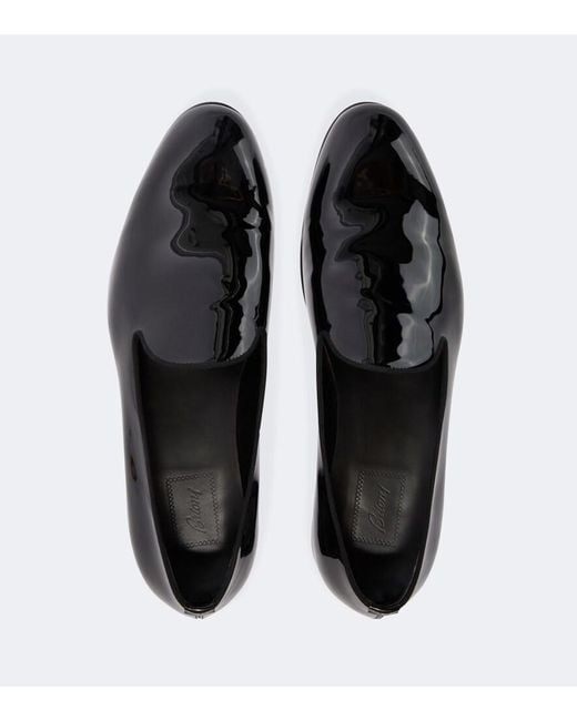 Brioni Black Leather Slip-On Loafers for men