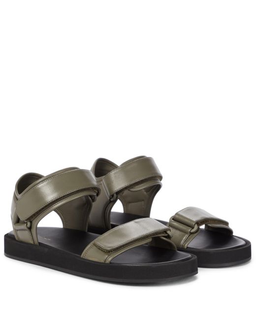 The Row Green Hook-and-loop Ii Leather Sandals