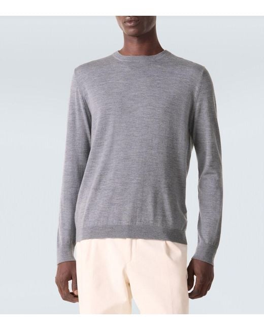 Allude Gray Virgin Wool Sweater for men