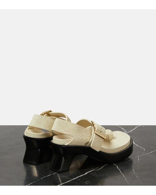 Loewe White Ease Brushed Suede Platform Sandals