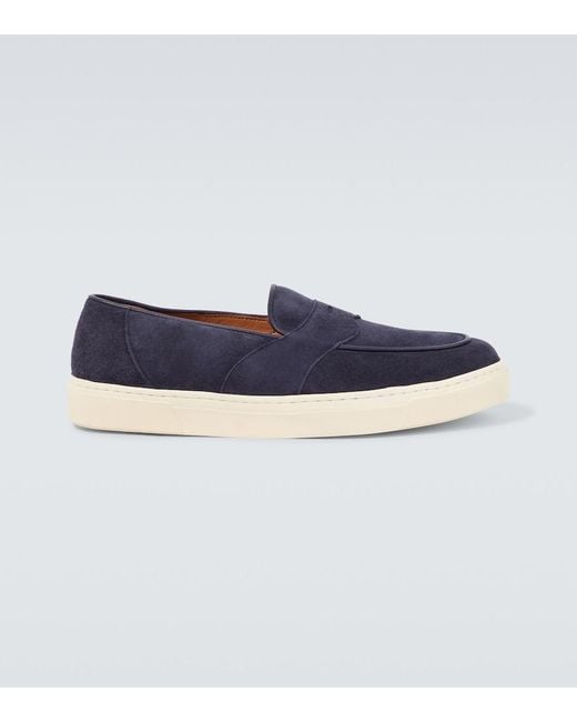George Cleverley Blue Joey Ii Suede Penny Loafers for men