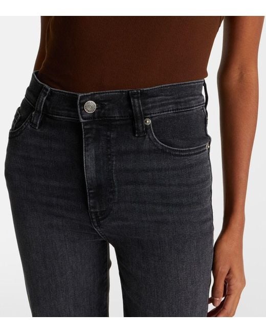 FRAME Blue Le Sleek Cropped High-Rise Straight Jeans