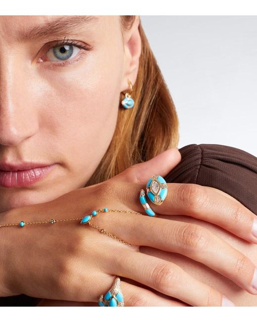 SHAY Blue Riviera 18Kt Pinky Ring With Diamonds And