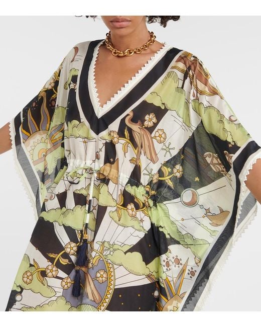 Tory Burch Green Printed Cotton And Silk Minidress