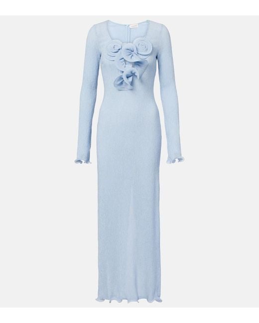 Magda Butrym Blue Floral-Applique Maxi Dress
