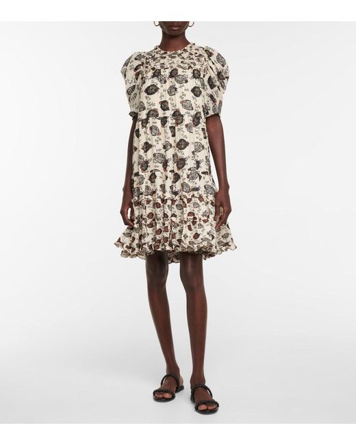 Ulla Johnson White Cassian Floral Cotton-Blend Midi Dress