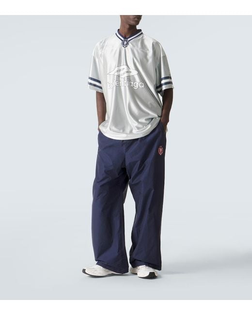 Balenciaga Blue 3B Football V-Neck T-Shirt Oversized for men