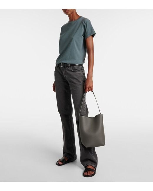 The Row Gray N/S Park Medium Leather Tote Bag