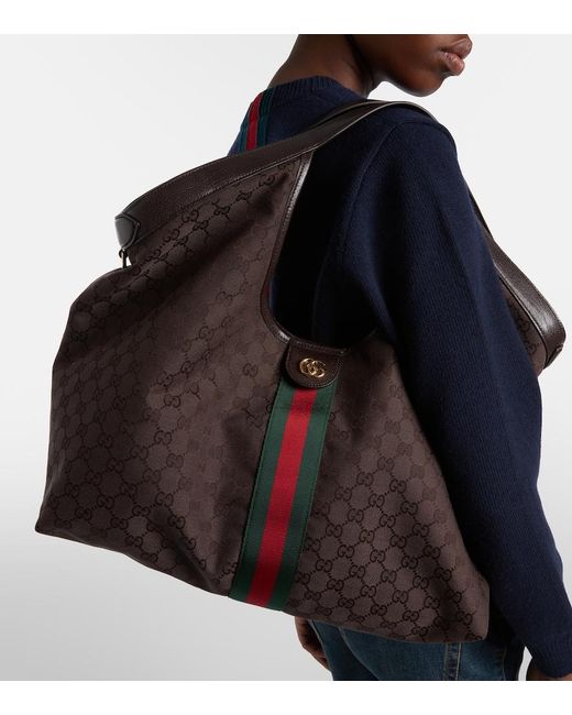 Gucci Brown Giglio Large Gg Canvas Tote Bag