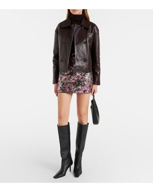 Self-Portrait Black Cropped Leather Jacket