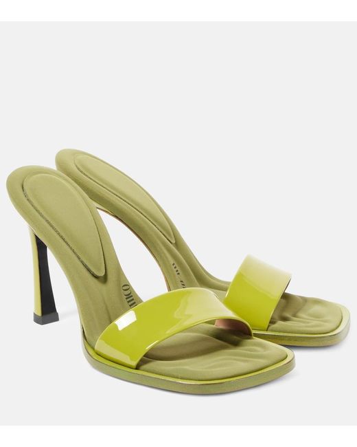 The Attico Green Mia 95 Patent Leather Mules