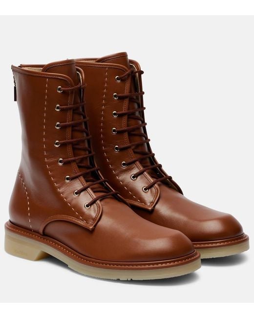 Max Mara Brown Schnuerstiefel Urbancombat Aus Leder