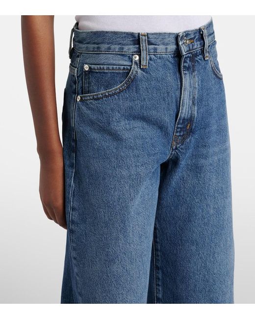 FRAME Blue Bubble Crop Barrel-Leg Jeans